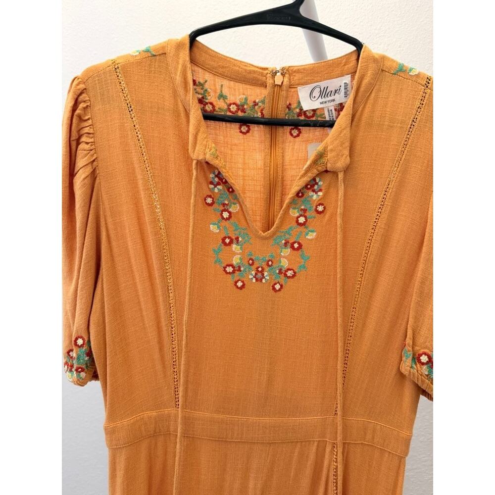 Ollari New York Embroidered Midi Dress - Size S - Picture 4 of 8